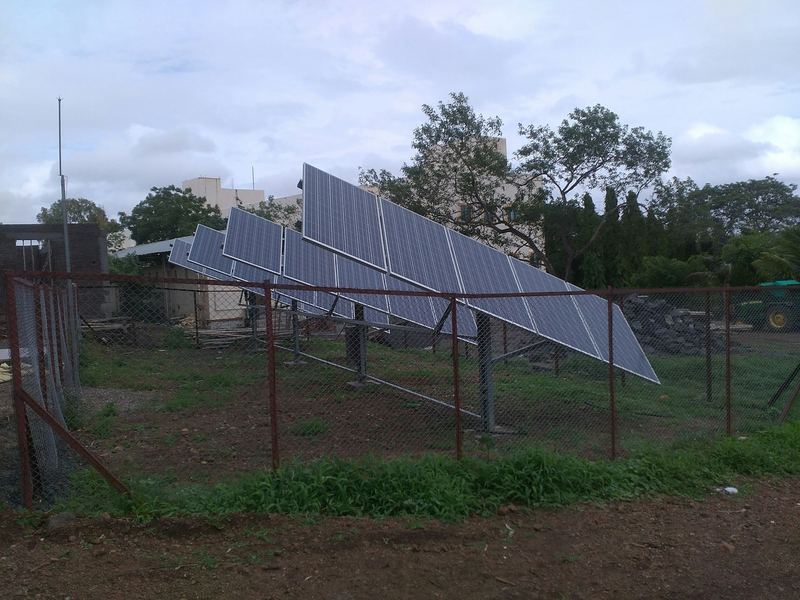 Ground-mounted solar array on farmland